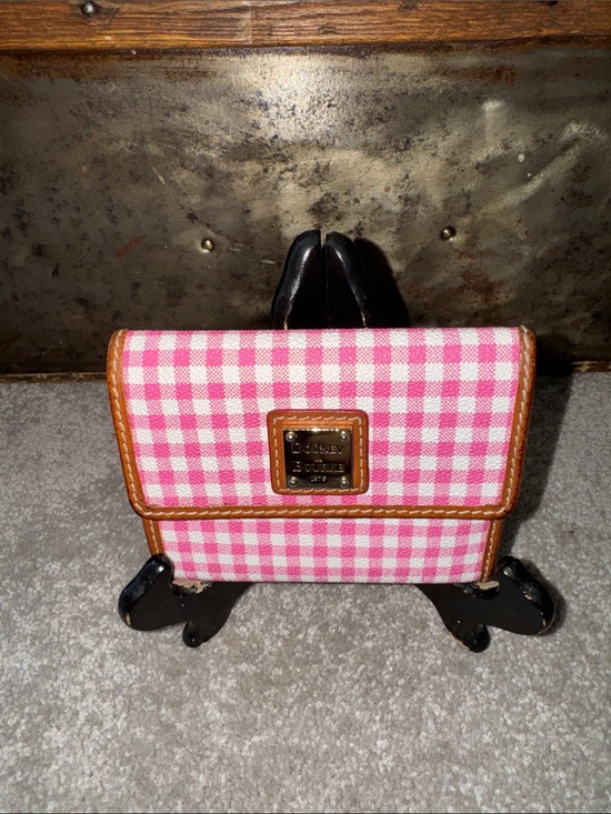 Dooney & Bourke Handbags - Dooney & Bourke Pink Gingham Wallet with Brown Trim